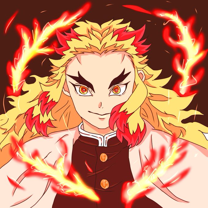 らぱ*さんがTwitterに投稿した煉獄杏寿郎(鬼滅の刃)のイラスト。