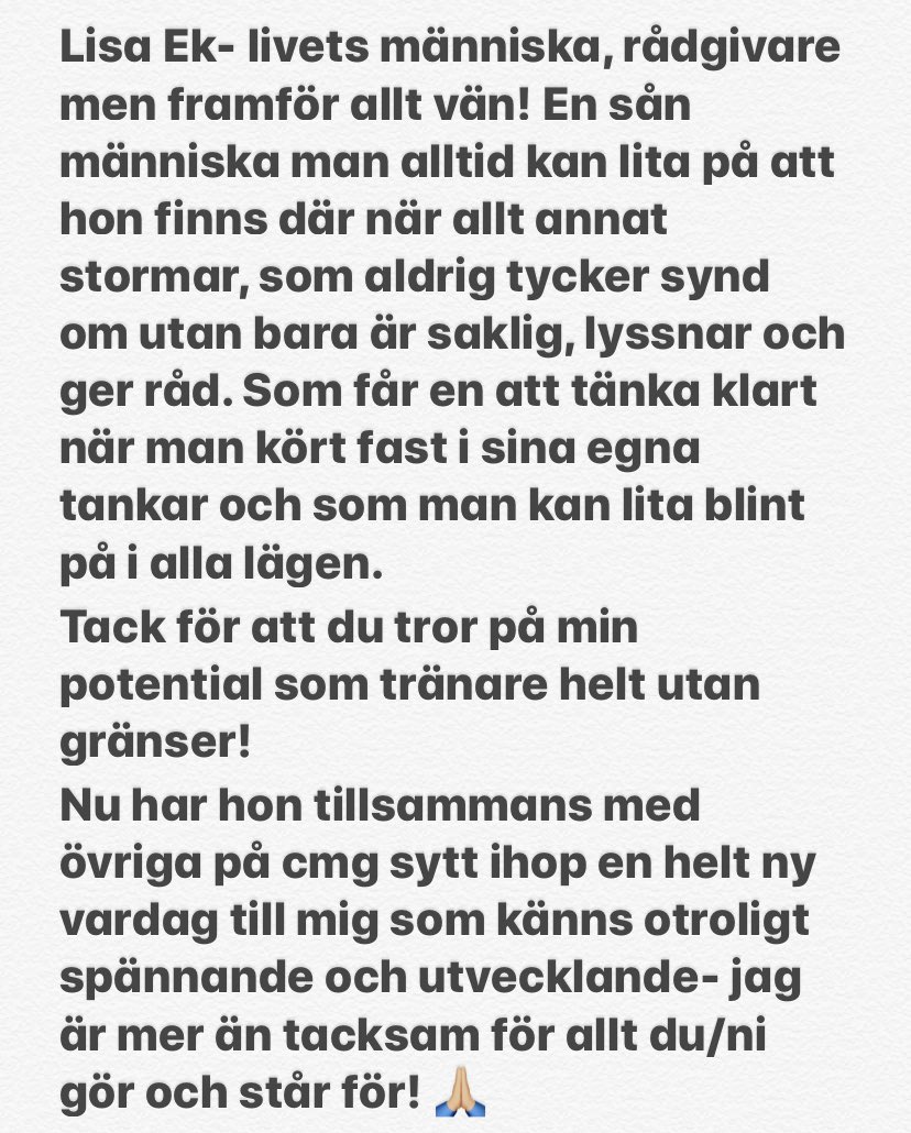 Bara en person till att tacka.. min agent, <a href="/eken5/">Lisa Ek</a> 🙏🏼 @cmgroupse