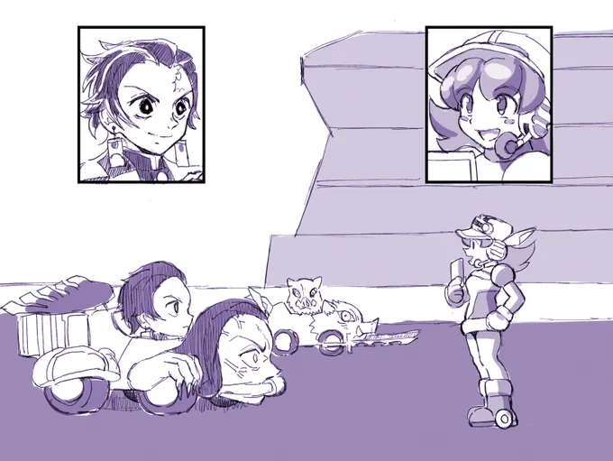 「はーい、現場スタート前のプラムです。
もう皆様のご存じの炭治郎、ジャンプ漫画界の
ニューヒーロー登場です!」

「竈門炭治郎です。今日はバトル&チェイスに
来ています。禰豆子も楽しんでるか?」

「マシンのコンディションも良いようですね。
あとは実況のリポットさんにお渡しします」 