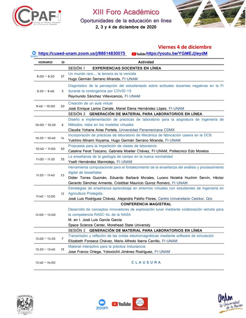 FIUNAM_MX's tweet photo. Conéctate al último día del XIII Foro Académico #FIUNAM:
Oportunidades de la educación en línea 👩🏽‍🏫📲

Puedes ver todo el evento (en vivo y anteriores) en nuestro canal de YouTube #TVIngeniería🔻
 https://t.co/Tk0rDm6LQ6
(2, 3 y 4 de diciembre 2020) https://t.co/Ii7bRw7blO