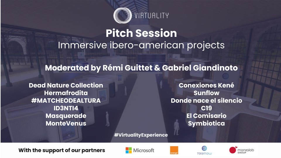 Web3Virtuality's tweet image. 🟣 NOW LIVE! &quot;Immersive ibero-american projects&quot; with Rémi Guittet @IFArgentine &amp;amp; @GABYGIANDI 

youtu.be/bdEIhlL9_bs

@VentanaSur 
#VirtualityExperience #Virtuality2020 
#Immersive #Creative #LATAM