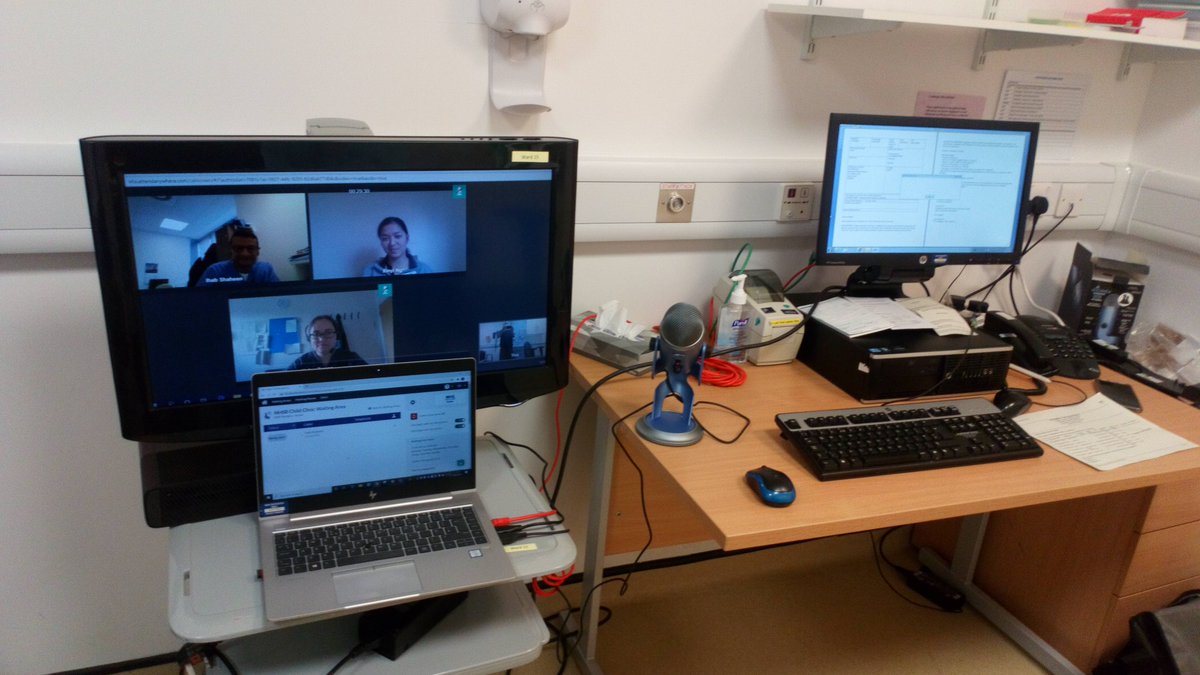 PaedMedEd's tweet photo. Great running of mixed remote and in person Paediatric renal clinic yesterday. @RHCGlasgow  specialist, @nhsborders trainee  &amp; specialist nurse @edinunimedicine student on #nearme and families and local consultant in clinic. Worked much better than last attempt with all online. https://t.co/SI0HtozF3p