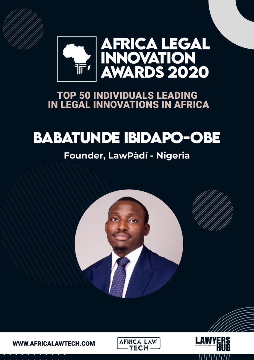 TOP 50 IN LEGAL INNOVATION IN AFRICA Babatunde Ibidapo-obe,  @Tunde_IO -  @Lawpadi_  #AfricaLawTech