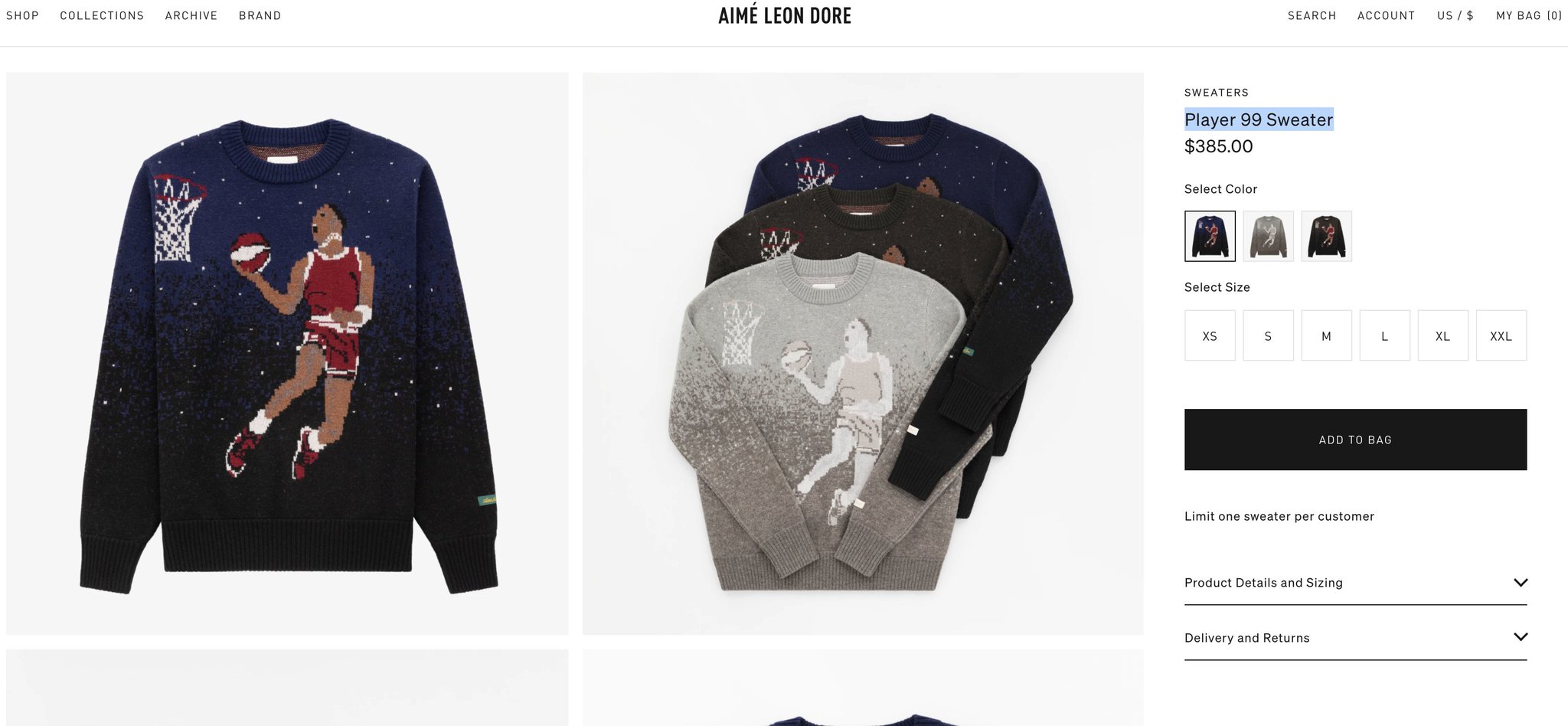 aime leon dore player 99 sweater