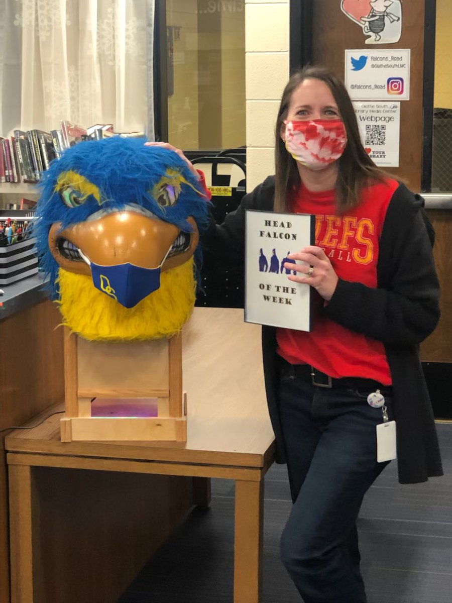 This week’s recipients of the Heqd Falcon are Mrs. Brown and Mrs. Cook (not pictured) These two ladies have created an inclusive LMC experience and are always willing to help teachers, students, and the tech department. *edited to fit Twitter 😂