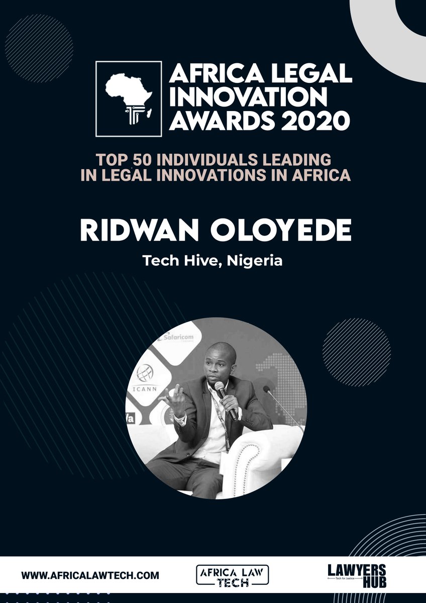 TOP 50 IN LEGAL INNOVATION IN AFRICA Ridwan Oloyede,  @readeroy -  @HiveAdvisory  #AfricaLawTech