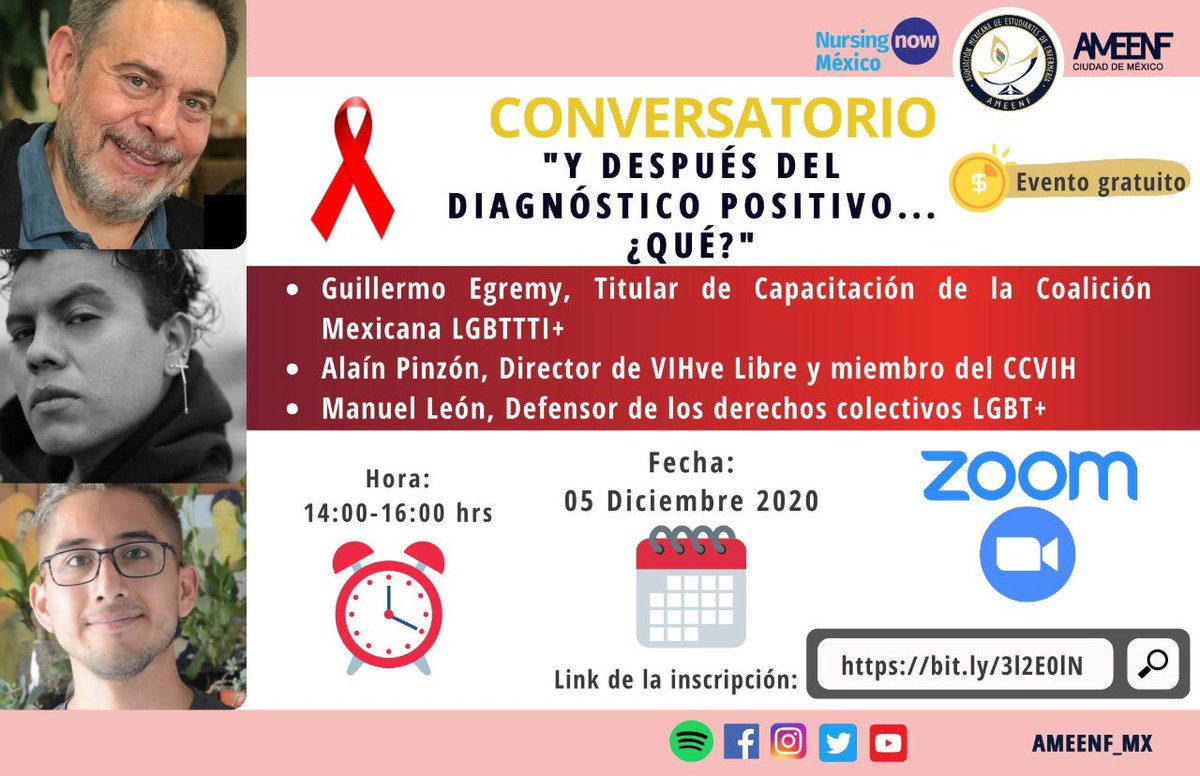 cmlgbttti's tweet photo. 📌Conversatorio "Y después del Diagnóstico Positivo... ¿Qué?"
⏰14:00 a 16:00 hrs.
#VIH #sida
#solidaridadmundialresponsabilidadcompartida #DíaMundialDelSida #aidsworld #CoaliciónMexicanaLGBTTTI https://t.co/h8pLBFmSf8