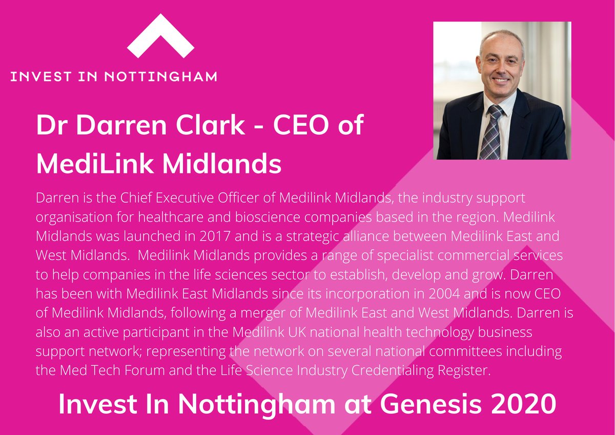 InvestInNottm's tweet photo. We have four experts from the #lifesciences industry in Nottingham who will be explaining why they have found #Nottingham to a great place to grow a business.
Find out who will be speaking at our Genesis Workshop below.
@BioCity @OneNucleus #Genesis2020 #InvestinNottingham https://t.co/Dc03ZQppq4