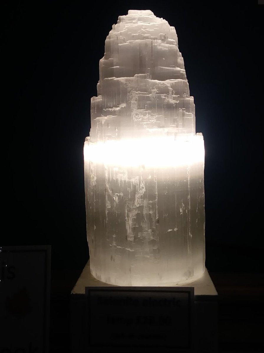 This selenite tower is beautiful but switch it on and WOW! Just £28 at the #MuseumShop. Open 11am-3.45pm everyday. #shoplocal #CrystalShop #Perfect #perfectgift