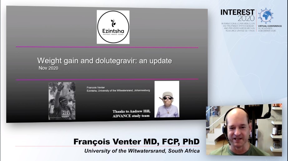 INTERESTconf's tweet photo. Thank you to Dr. Leonard Bikinesi for your talk about #collaborative #learning in #LowRessource settings at #INTEREST2020! We were pleased to hear Dr. Francois Venter discuss #Weight Gain and Dolutegravir in #Africa. See you in the next session: mini oral abstract presentations! https://t.co/kTbjsk1NVL