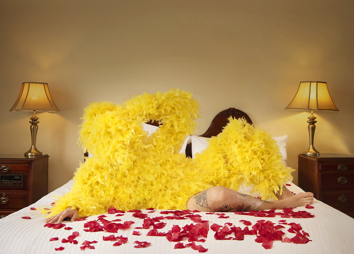 Hazır ve günlük materyalleri kullanan Avustralyalı sanatçı Gerwyn Davies, vücudunu gizleyen, dönüştüren ve soyutlayan aşırı ve eğlenceli kostümlerle kendi karakterlerini yaratıyor; ardından dünyanın çeşitli yerlerinde bu stilize ve abartılı dönüşümünü fotoğraflıyor.