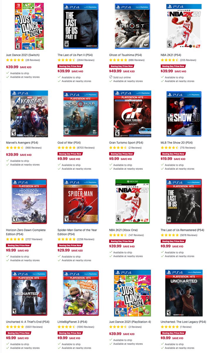 ps4 boxing day price