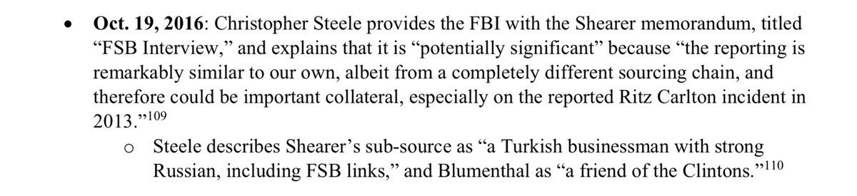 Steele is claiming Shearers reports have separate sourcing than his....they don’t with the exception of the “Turkish businessman”