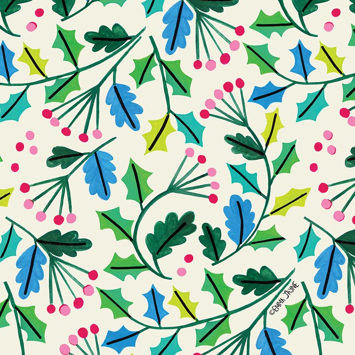 emma_j_designs's tweet photo. Festive holly pattern 🎄#festive #christmas2020 #Christmas #holly #hollyjolly #surfacepattern #printandpattern #patterndesign #festivepattern #artlicensing https://t.co/RHM7VHwbUG