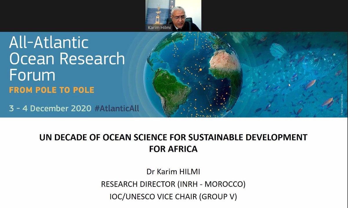 Dr Karim Hilme gives the plenary on the  #OceanDecade for Africa ... with the implementation plan for the Decade ...