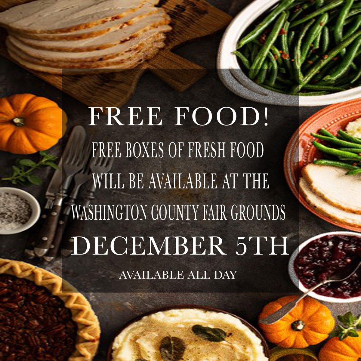 Jesikarose7's tweet photo. Hey Washington! 
There will be boxes of fresh meat, milk, vegetables and cheese at the Washington County Fairgrounds from 9am to 6pm Saturday December 5th! While supplies last! https://t.co/O9EXl3acId