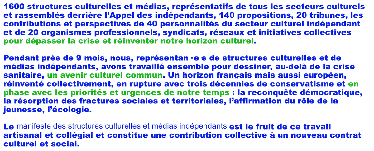 ApresSyndicat's tweet photo. Le Manifeste des structures culturelles et des médias indépendants fédérés par @appeldesindes est sorti !
C'est à lire ici https://t.co/D66mwX3GfX https://t.co/lTiDk8fQx4