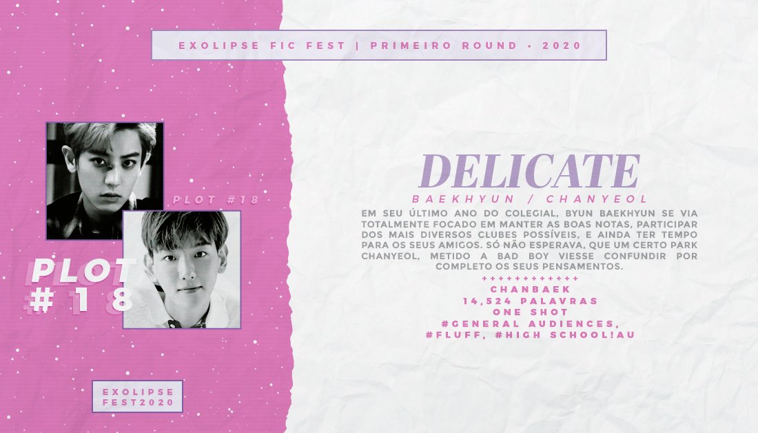 exolipseficfest's tweet image. → Delicate

⋇ Chanyeol / Baekhyun
⋇ #Plot18 | General Audiences | 14,524 palavras
‣ archiveofourown.org/works/25635346