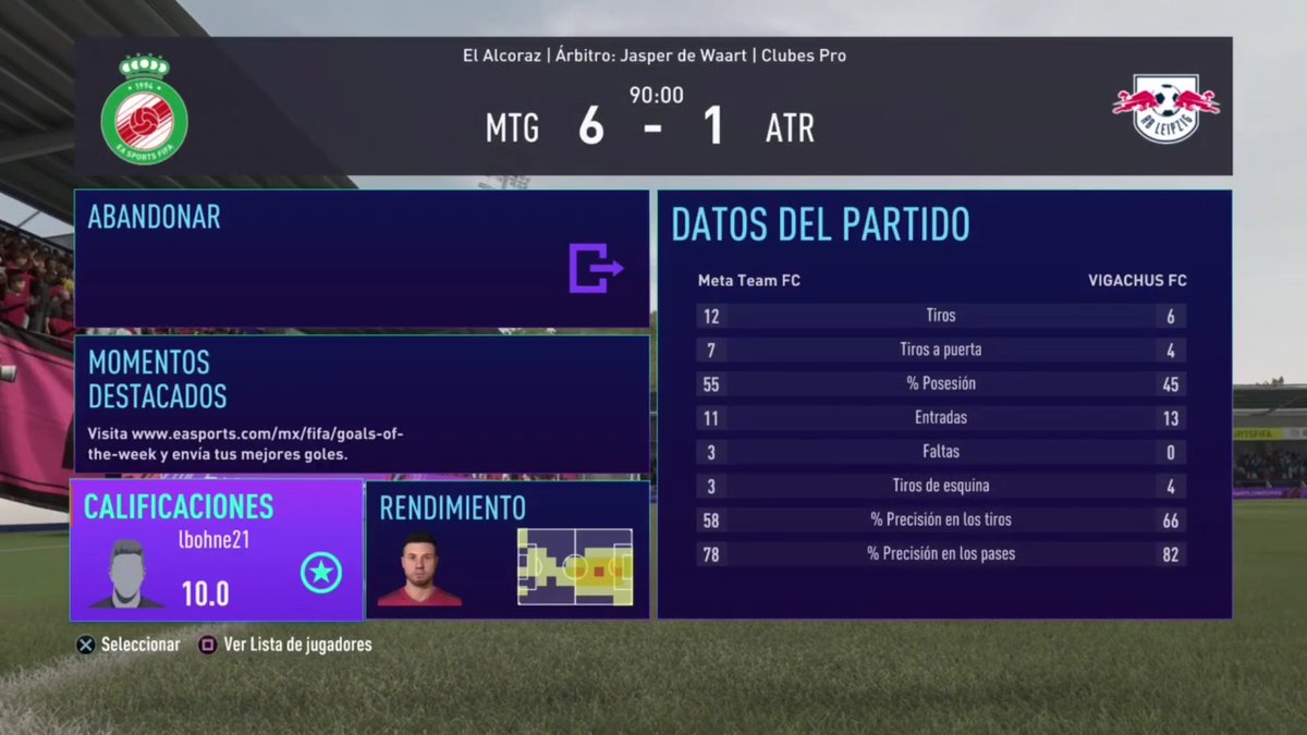MetaTeamGaming's tweet image. Resultados por La Liguilla de 
@IESAFIFAar🇦🇷 💪🏻

📅Fecha 13
🆚️ Echesortu FC
⚽️1-3 ❌

📅 Fecha 14
🆚️ Vigachus
⚽️ 6-1 ✅

📅 Fecha 15
🆚️ Botijas
⚽️ 1-2 ❌

#FIFA21 #ClubesPro #FIFA 
#ProClubs #SomosMeta #MetaTeam