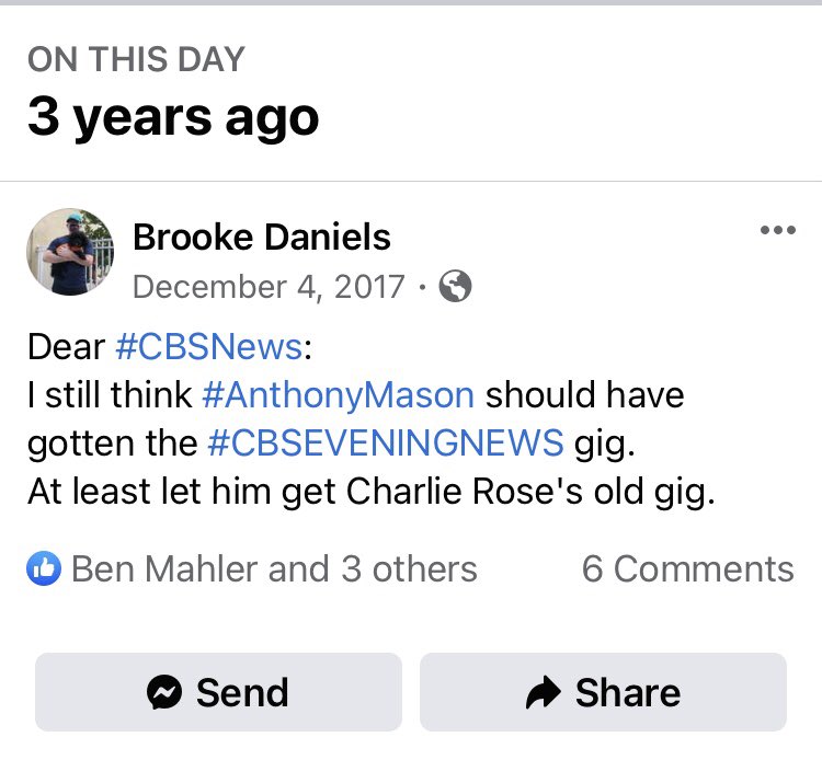 BrookeTalker's tweet photo. @AnthonyMasonCBS look what I found on my FB Memories page today: https://t.co/PqXxCtwUC2