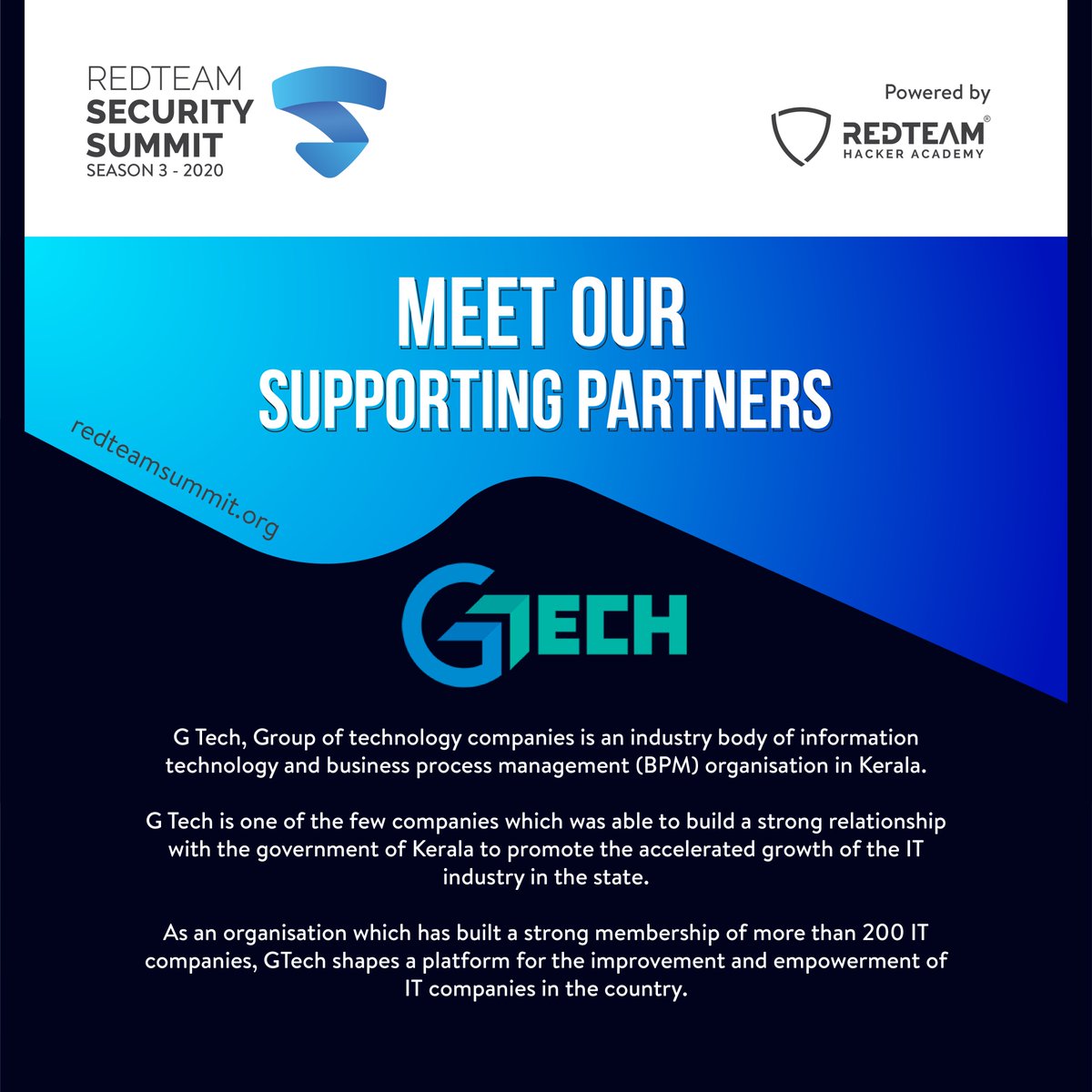 redteamacademy's tweet image. We are pleased to introduce our supporting partner GTech,  for RedTeam Security Summit 2020.  We found it a great privilege to have one of the leading Group of Technology Companies joining us.

@gtechindia

#RedTeamSecuritySummit2020 #SecuritySummit2020
#RedTeamHackerAcademy