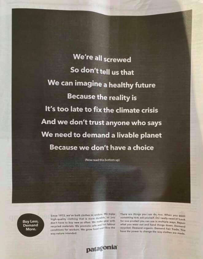 AndMedh's tweet photo. Everything needs to be turned on it’s head! 👏👏@patagonia 

#TellTheTruth https://t.co/qVdpc2NN02
