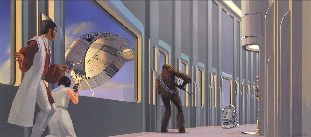 Advent Calendar: The Art of Ralph McQuarrie.Dec 4: (spoiler) Boba Fett escapes! - The Empire Strikes Back (1980)The Slave 1 here is round because for his first sketches, Nilo Rodis-Jamero was initially inspired by a radar dish.(Ship thread next week.)