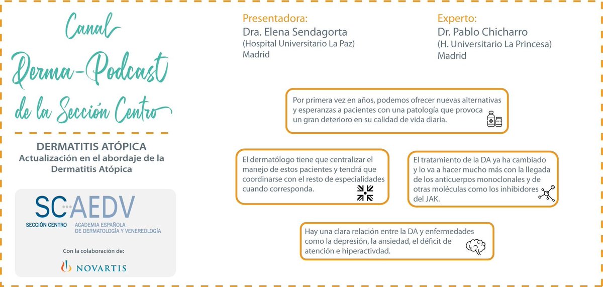 ¡Hoy publicamos nuevo podcast!. El Dr. Pablo Chicharro del #hospitaldelaprincesa, nos habla sobre #dermatitis atópica y la actualización en el abordaje de esta enfermedad.
Accede desde:seccion-centro.aedv.es