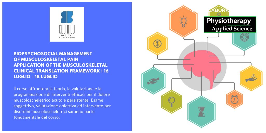 EdumedB's tweet photo. >> Biopsychosocial Management of Musculoskeletal Pain Application of the Musculoskeletal Clinical Translation Framework
▶ Brescia, 16 e 18 luglio 2021
Per informazioni: https://t.co/8A2lXOYf9U
#fisioterapia #ecm #formazione #formazionefisioterapisti https://t.co/zgBAm9dxBu