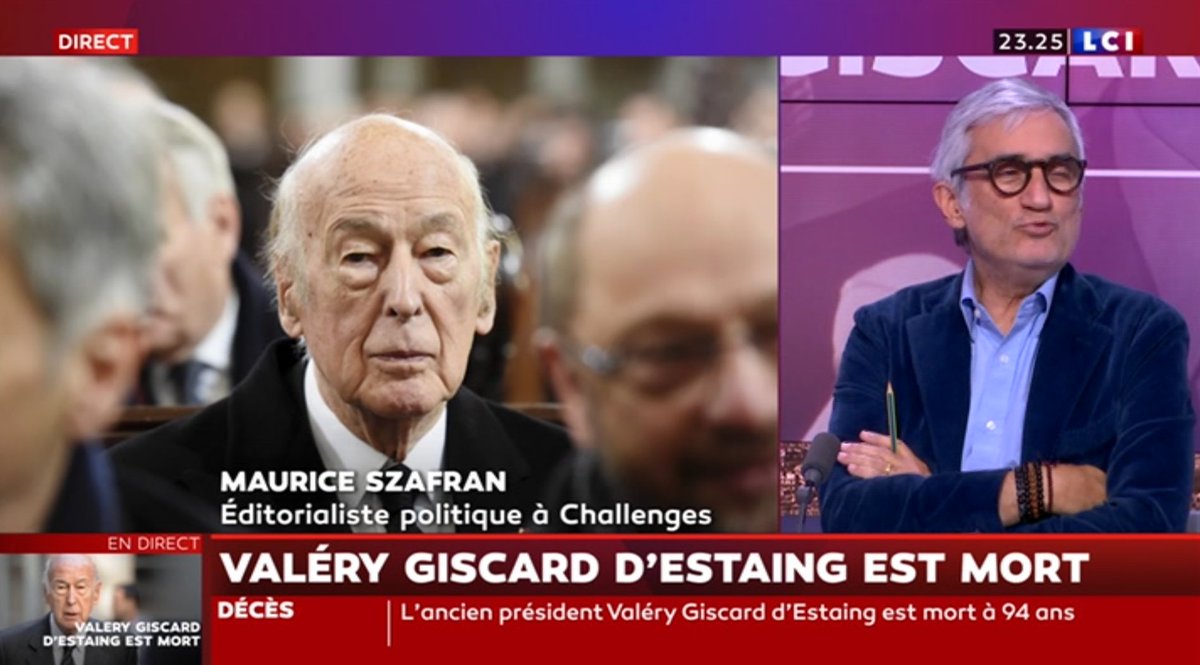 [THREAD : retour sur l’annonce du décès de  #Giscard mercredi soir]Maurice Szafran : “Il a tout inventé. On se souvient du petit-déjeuner avec les éboueurs africains.” Un progrès social hors du commun.