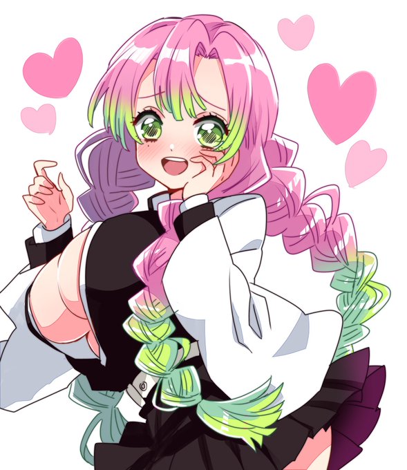 健やかさんがTwitterに投稿した甘露寺蜜璃(鬼滅の刃)のイラスト。