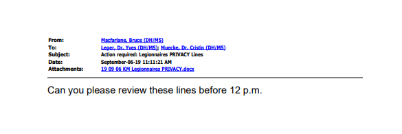 However, Dr. Leger's talking points for one of the news conferences specifically point to this as a justification for withholding information about the outbreak.