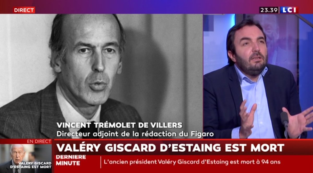 Vincent Trémolet de Villers : “Y a des concordances entre Giscard et Sarkozy. On voit la résurgence d’un personnel politique qui exerçait une forme de fascination. Ce personnel était le produit d’une excellence française.” Qui n’a pas été fasciné par l’excellence de Sarkozy ?