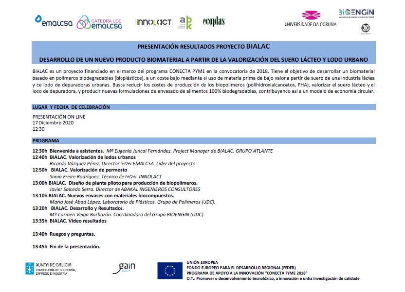 CatEmalcsaUdc's tweet photo. Jornada de presentación de resultados del proyecto BIALAC el 17 de diciembre organizado por @emalcsa y el Consorcio del Proyecto #BIALAC.
Online y abierto para quien realicee inscripción antes del día 13.
Más inf. 📎https://t.co/lpzVlmfjPv
#ABAKAL #INNOLACT #ECOPLAS @UDC_gal https://t.co/MNgFOhYzvM