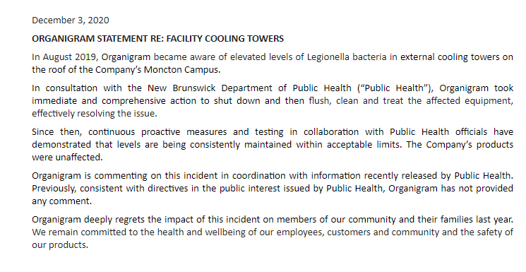 So it was somewhat surprising when this statement arrived yesterday just before my deadline.