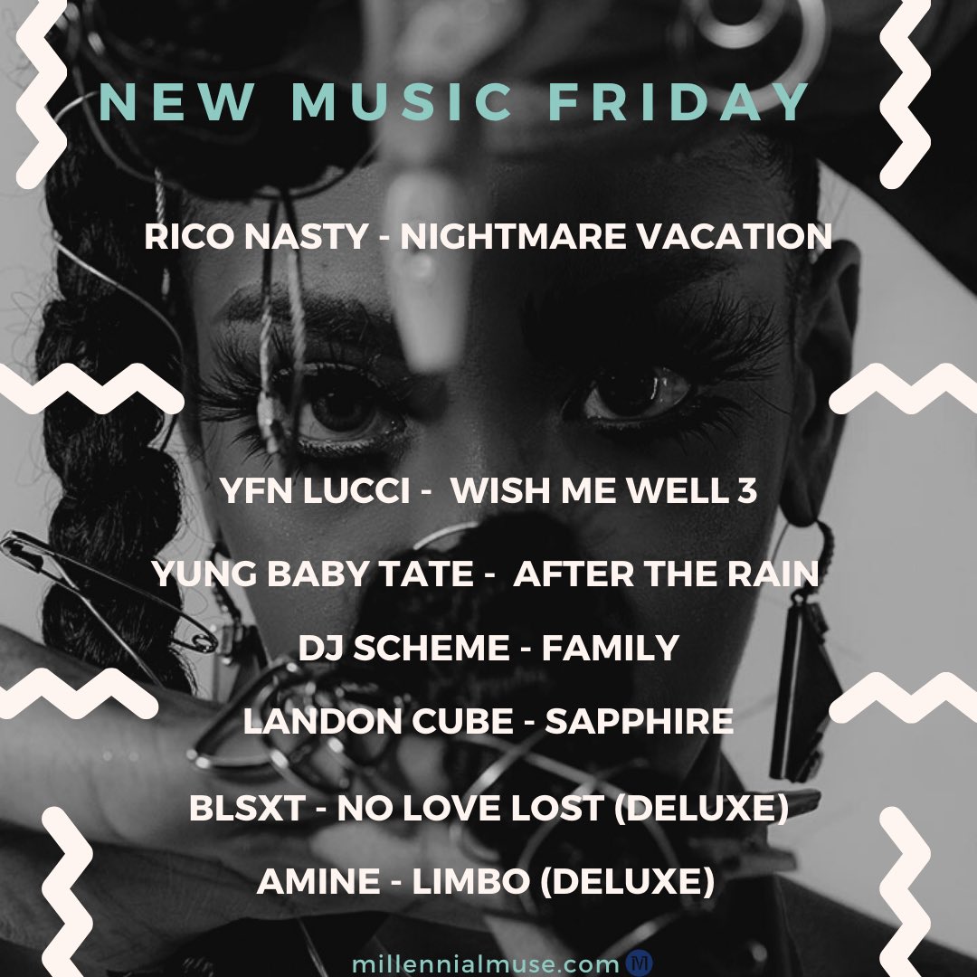MillennialMuse1's tweet photo. #newmusicfriday
4th quarter season for 2020 of music what we bumping at years end?
#riconasty #yfnlucci #yungbabytate #djscheme #landoncube #blxst #aminé https://t.co/zmm3vrVTKm
