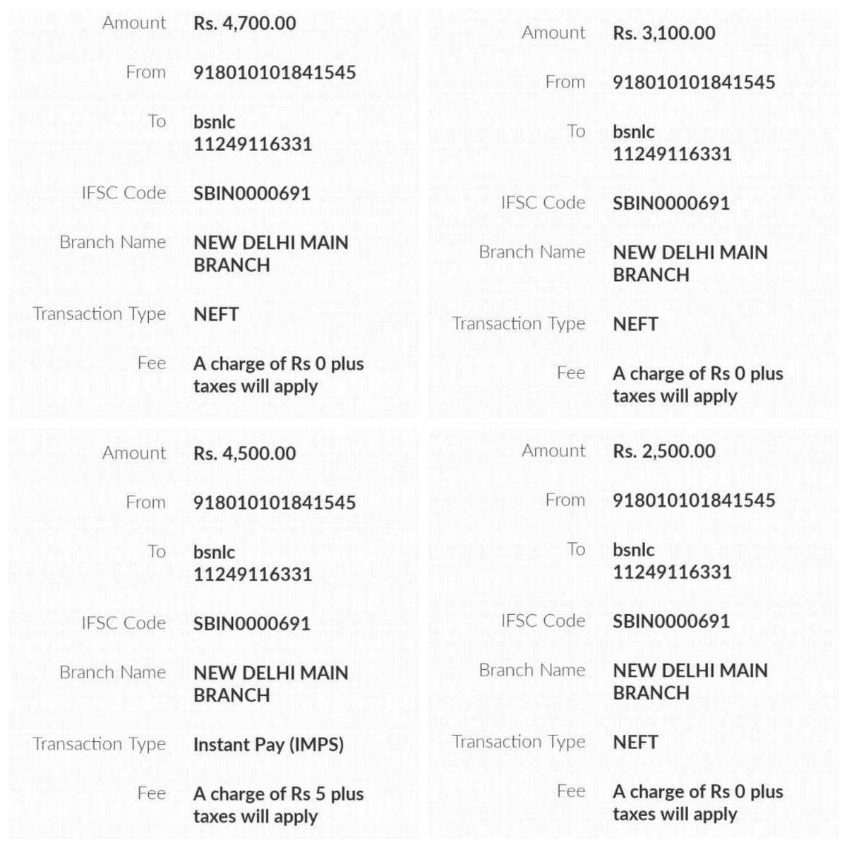 iamvivekrazdan's tweet photo. @Cybercellindia @DCP_CCC_Delhi @Cyberdost @DelhiPolice @CyberHelpline @BSNLCorporate
@BSNL_KTK 
I was duped of rs 14800 in the name of new BSNL fiber connection in 4 transactions. The fraud company mobile no and bank account 
Bank : 11249116331
IFSC: SBIN0000691
Mob: 7595913293 https://t.co/uKRAn8FpvV