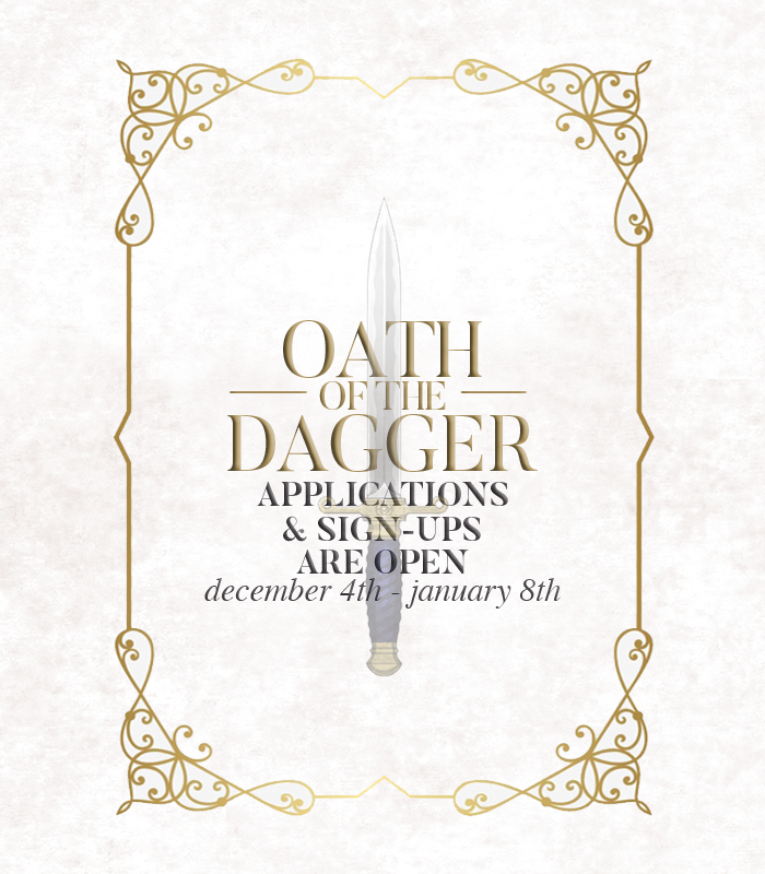 dimigardzine's tweet photo. The day has arrived! Applications for Oath of the Dagger, our physical zine, and Forgotten Friend, our digital zine, will be live until January 8th. All application and sign-up forms are linked in the thread below. 🗡️ Thank you for your support!
INFO DOC: https://t.co/weRtgEFL76 https://t.co/SKA7ckruXN