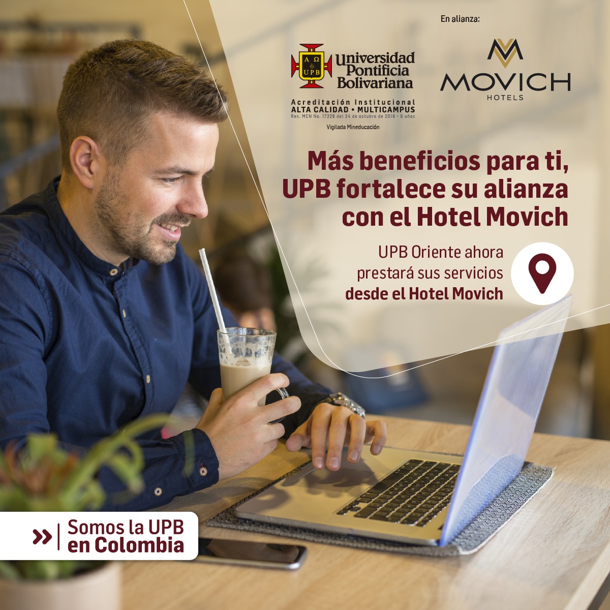 upbcolombia's tweet photo. 😁 Estamos estrenando un nuevo hogar en #UPBOriente y estará lleno de beneficios y sorpresas para ti.🔝❤️
¡Desde ahora nos vemos en @movichhotels ! 📚🍃 https://t.co/vDNtQgweIC
