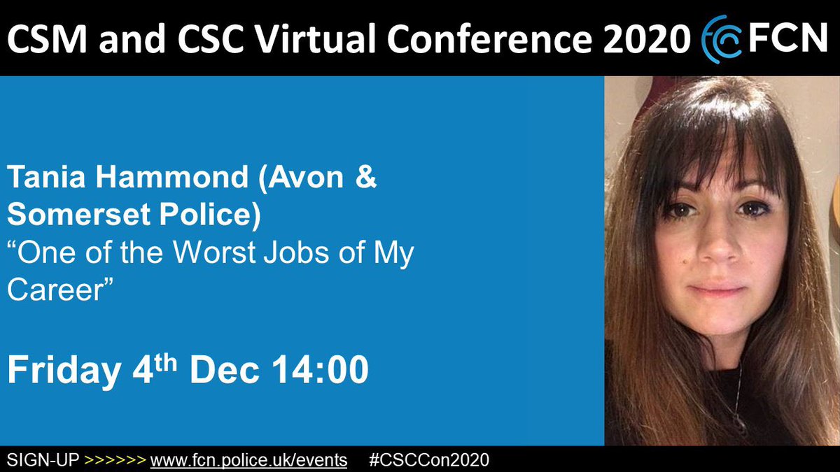 DP_RyanHowell's tweet photo. #CSCCon2020 Final session *Not to be missed* @ASPolice's RFC Tania Hammond 'One of the worst jobs of my career' **Starts at 1400** https://t.co/8nHDfvGMxz