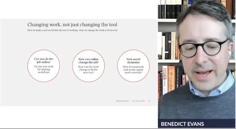 nincoroby's tweet photo. Changing work not just changing the tool @benedictevans
#WebSummit20ECH #websummit #work https://t.co/kdyWqnH9tv