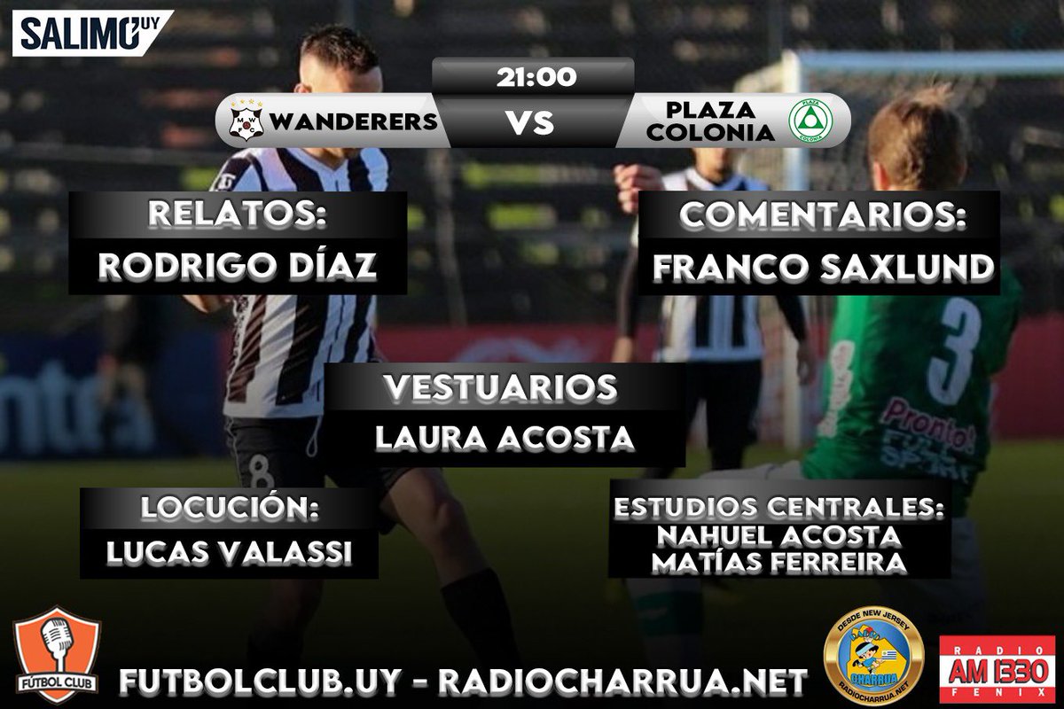futbolclubuy's tweet photo. MAÑANA ⚡️ Desde las 21hs por 📻1330AM y @radiocharruaus venimos con @mwfc_oficial vs @PlazaColonia.

🗣Relatos: @RodrigoDiazuy 
🗣Comentarios: @FranSaxlund 
👥Vestuarios: @lauraacosta87 
🎙Locución: @LukValassi 
👥Estudios: @soyacostanahuel - @TuteFerreira99 https://t.co/UIPPUZVvXy