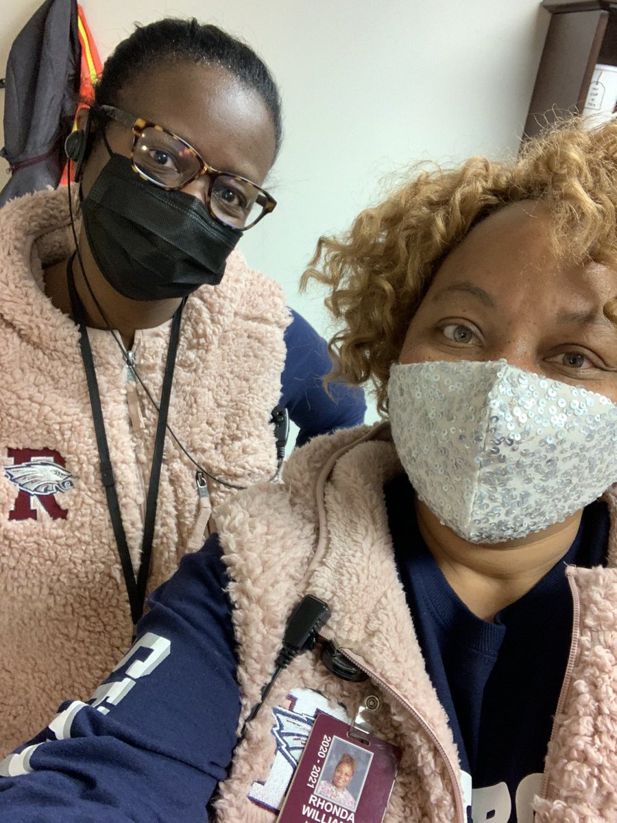 ask4rhonda's tweet photo. Happy Friday! Pretty in Pink on Spirit Day with my Soror @kmthomas10. Thanks @BlakeyNet for the cute vests! https://t.co/cmIUiSMlkH
