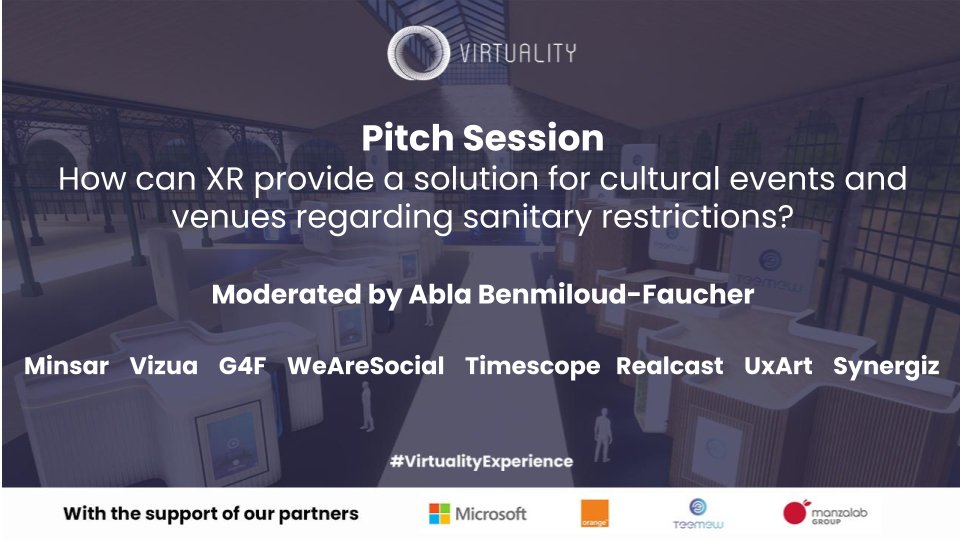 Web3Virtuality's tweet image. 🟣 NOW LIVE! &quot;How can XR provide a solution for cultural events and venues?&quot; with Abla Benmiloud- Faucher @leCMN

Ft. @minsarstudio #Vizua3D @G4F_Prod @WeAreSocialfr @timescope @RealcastAR @uxart @_synergiz_  

youtu.be/bdEIhlL9_bs

#VirtualityExperience #Virtuality2020