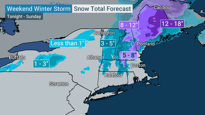 weatherchannel's tweet photo. It will be a snowy weekend in New England, while many others down the East will be seeing rain instead. 

We're LIVE with timing, travel considerations, and with our #VirtualViews, we'll show you what it will look like in your city! https://t.co/4R7sDmV78j