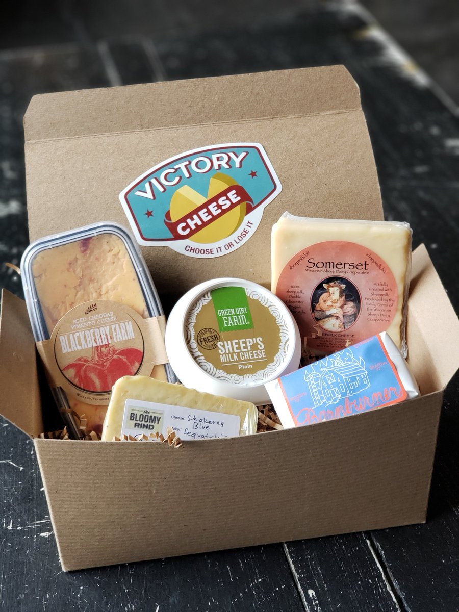 Cheese, glorious cheese! 💛🧀
This week's <a href="/VICTORYCHEESE/">Victory Cheese</a> box pictured here featuring a delightful selection from American artisan makers. Pre-order for pickup. 👉 10% of Dec cheese box sales go to <a href="/nashfoodproject/">NashvilleFoodProject</a>.💛