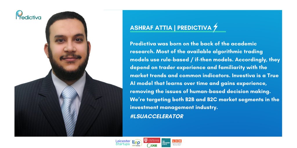LeicStartups's tweet photo. Ashraf and @MaysaraHammouda are the founders of Predictiva
Predictiva build predictive models by applying advanced machine learning algorithms in a software-as-a-service (SaaS) cloud environment
https://t.co/aagvwQf9MQ
https://t.co/nVmE7Lk3Xe
#LSUAccelerator https://t.co/bZ9pQlUqnK