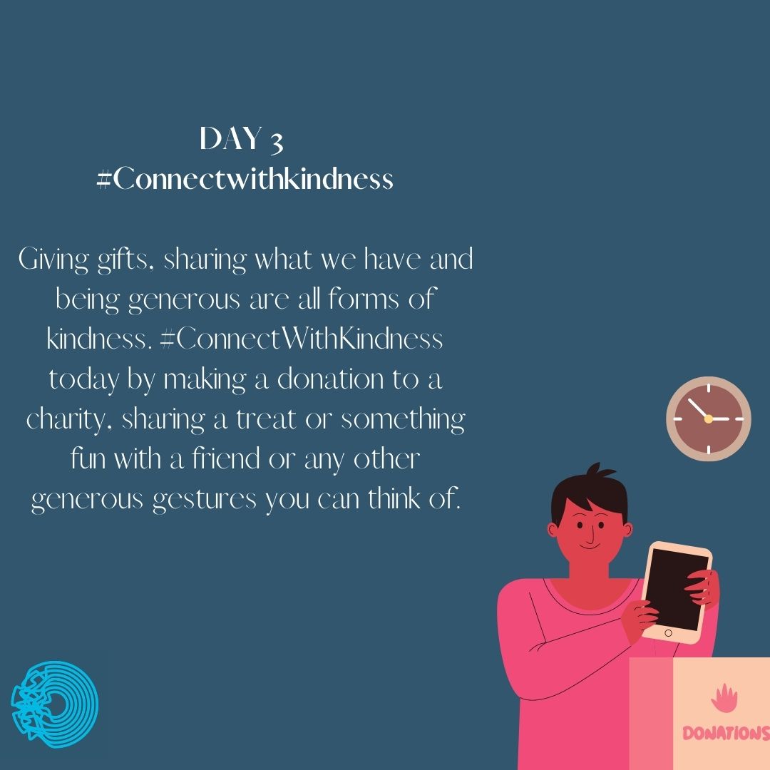 MentalHealthIrl's tweet photo. Day 3 #Connectwithkindness with @HoadMiffy 

Giving gifts, sharing what we have &amp; being generous are all forms of kindness. #Connectwithkindness today by making a donation to a charity, share a treat or something fun with a friend or any other generous gestures you can think of. https://t.co/bttOepxvQ3