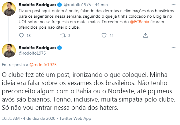 "Minha semana não foi tão boa assim. Eu fui completamente cancelada na internet pq as pessoas acham q eu n conheço o Nordeste enquanto eu fiz várias reportagens (..) N sei o q ta acontecendo." (Reporter Laura Tampurini) 

Tenho até amigos que são.
