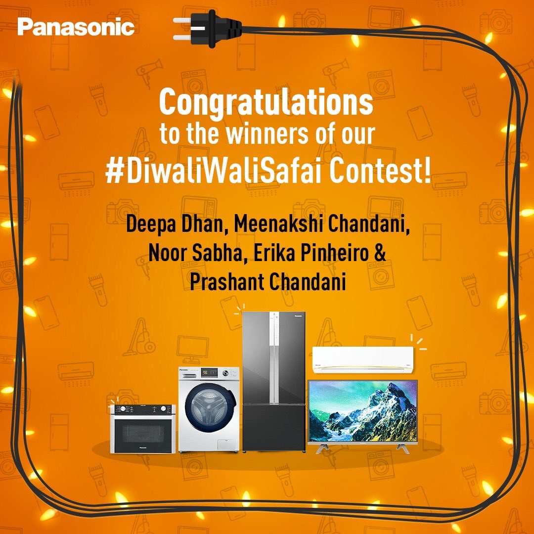 PanasonicInNews's tweet photo. Kudos to everyone who participated in our initiative to dispose the #Ewaste responsibly. Congratulations to the lucky winners of our #DiwaliWaliSafai Contest! #ContestWinners @PanasonicIndia https://t.co/jvpu9hhfYq